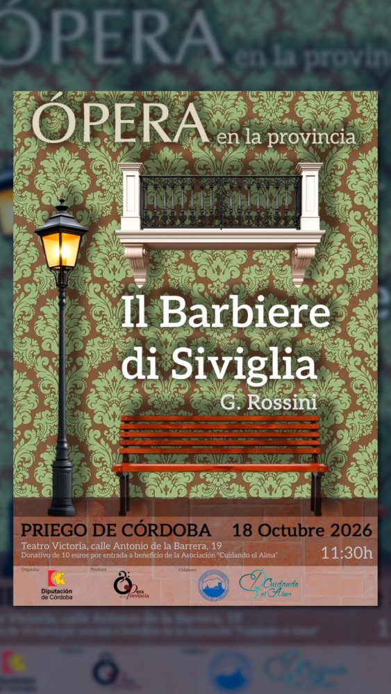 Imagen El Teatro Victoria de Priego de Córdoba acogerá la ópera solidaria El barbero de Sevilla a beneficio de 'Cuidando el Alma'